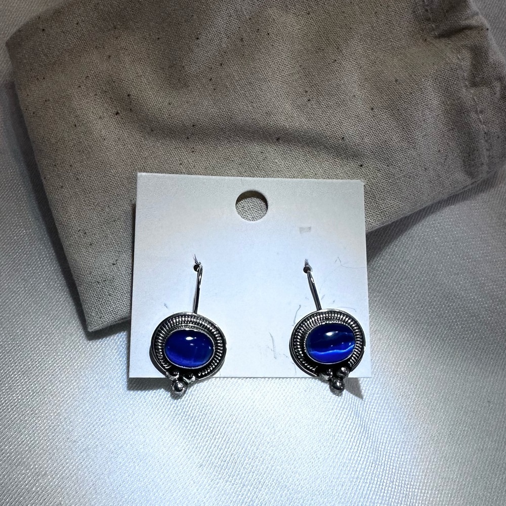 Sterling and Blue cats eye earrings!